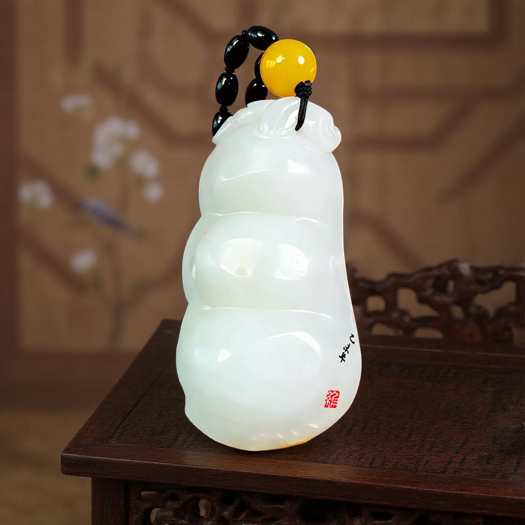 碧月说宝.君子怀瑾·当代和田玉清风专场(四) 和田玉山料连中三元手把件