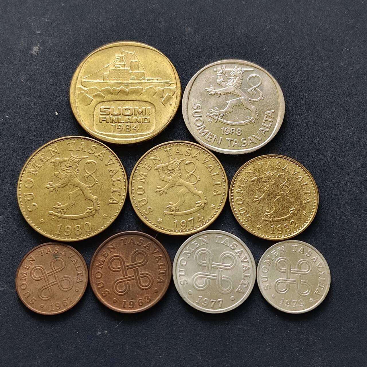 【全场包邮】纯粹捡漏拍512场 芬兰1963-1988年9枚套币