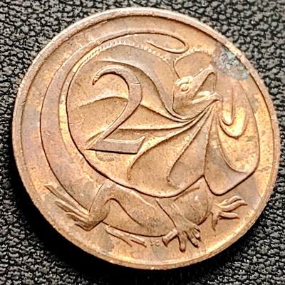 泉币菌-第214场-二月二 龙抬头 专场 拍品多 请提前出价（工作最近较忙 发货不及时，望理解） - 铜光美品 1984年 英属澳大利亚2分铜币 伞蜥蜴斗篷蜥 21.5mm