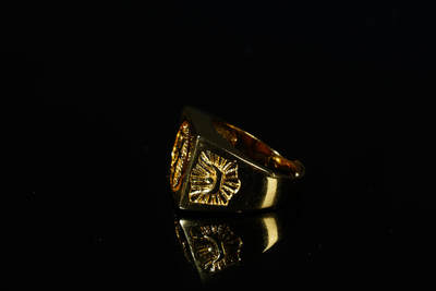 上海都达杂项专场90【全场包邮】  镀金旋转发财开口戒指69-235