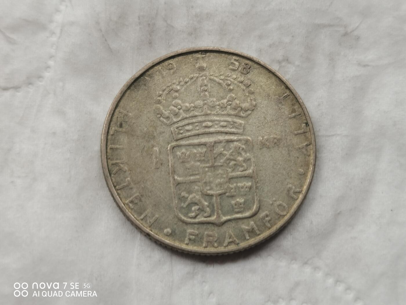 银币 1958年瑞典1克郎银币