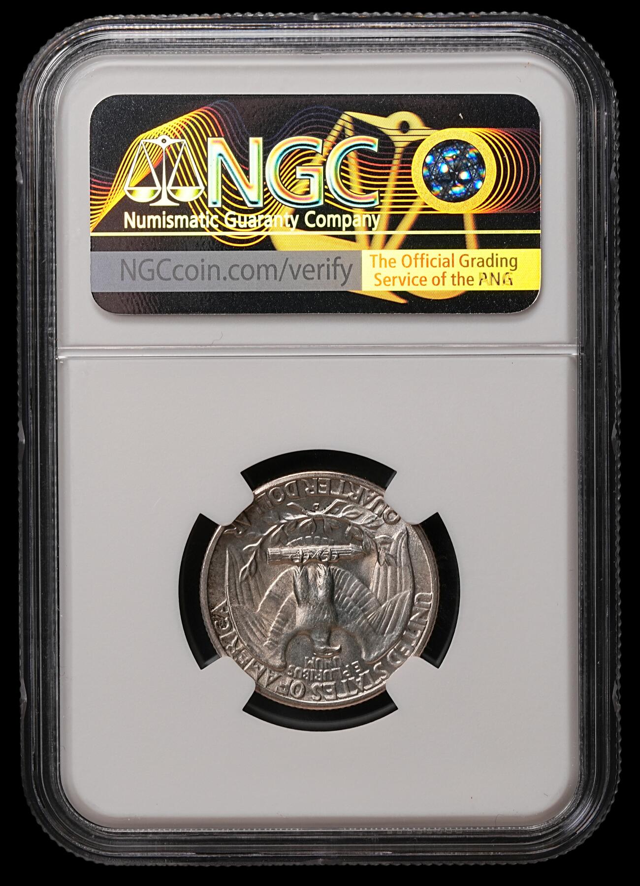 修遠堂世界钱币第108期 NGC MS65 1945年美国25美分银币，D厂铭