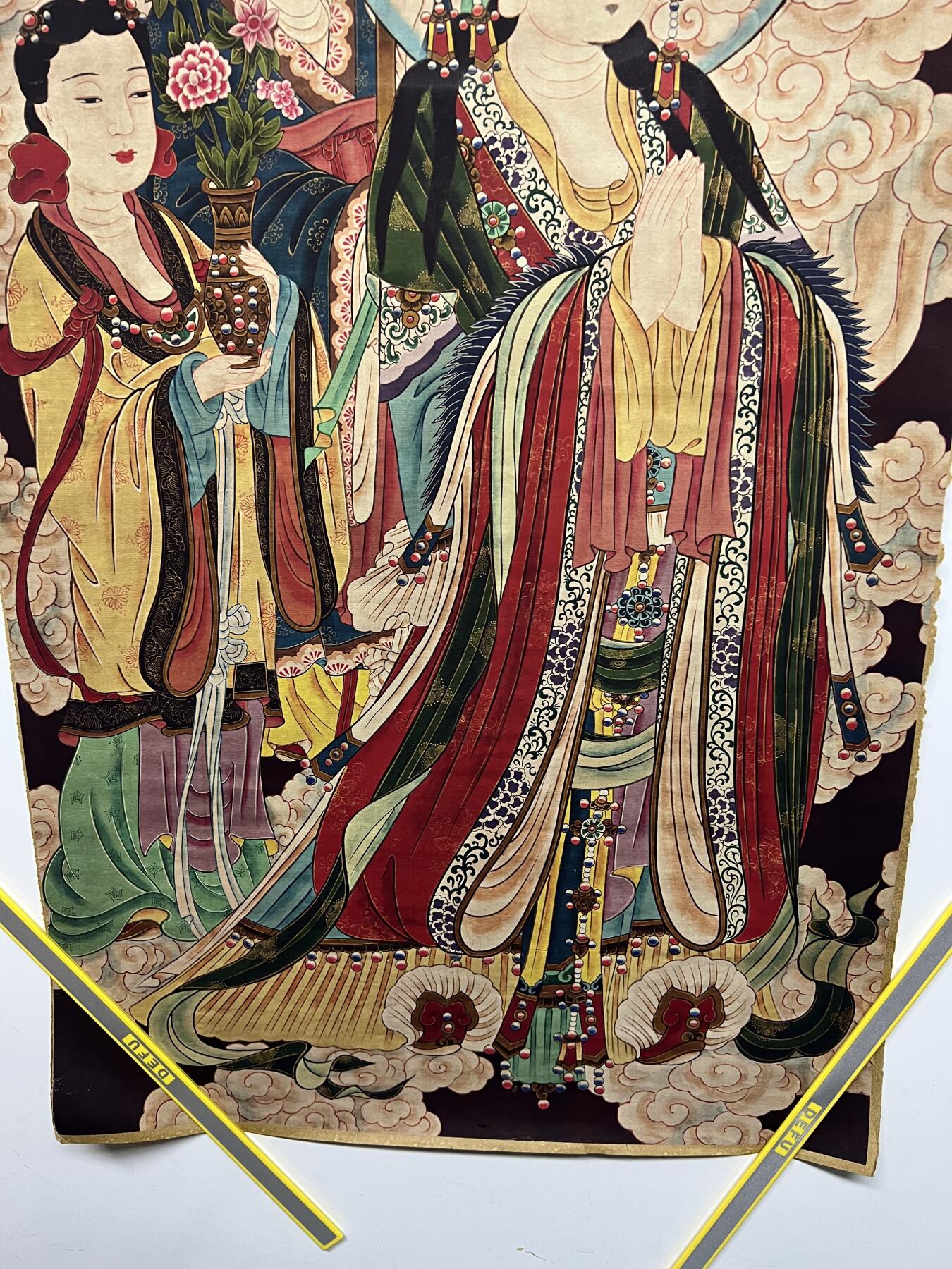 零元拍：唐卡装饰艺术复制画 （非原画）做旧工艺 名稱：王母娘娘 尺寸90✖️45