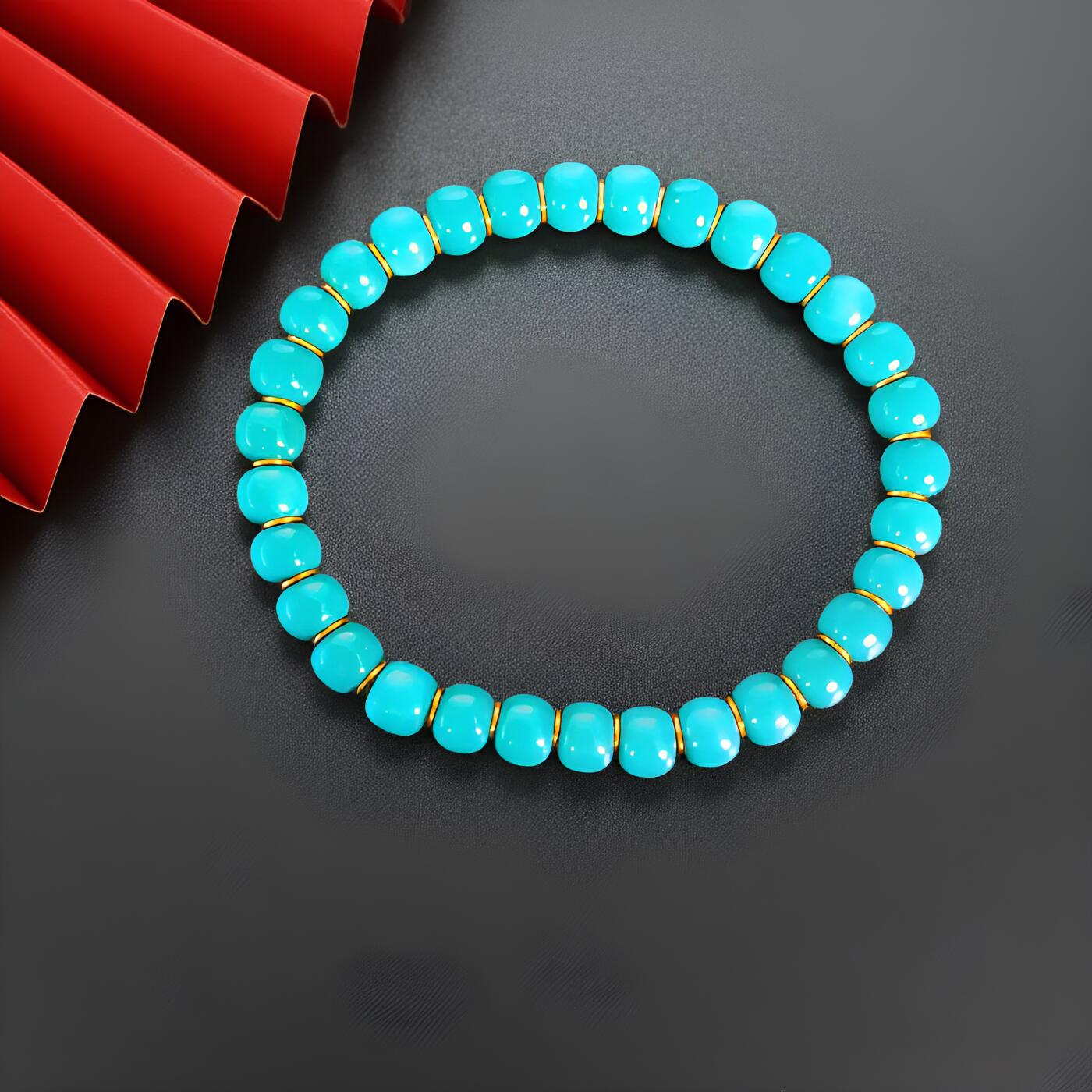 碧月说宝.君子怀瑾·当代和田玉清风专场(三) 原矿 高瓷爆蓝松石手串（通体18K金）