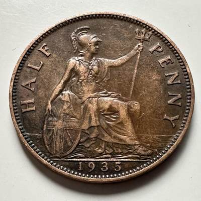 🌹外币初藏🌹🐯2026年第32场   每周二四六晚8️⃣点 接代拍 - 英国 1935年 半便士 a