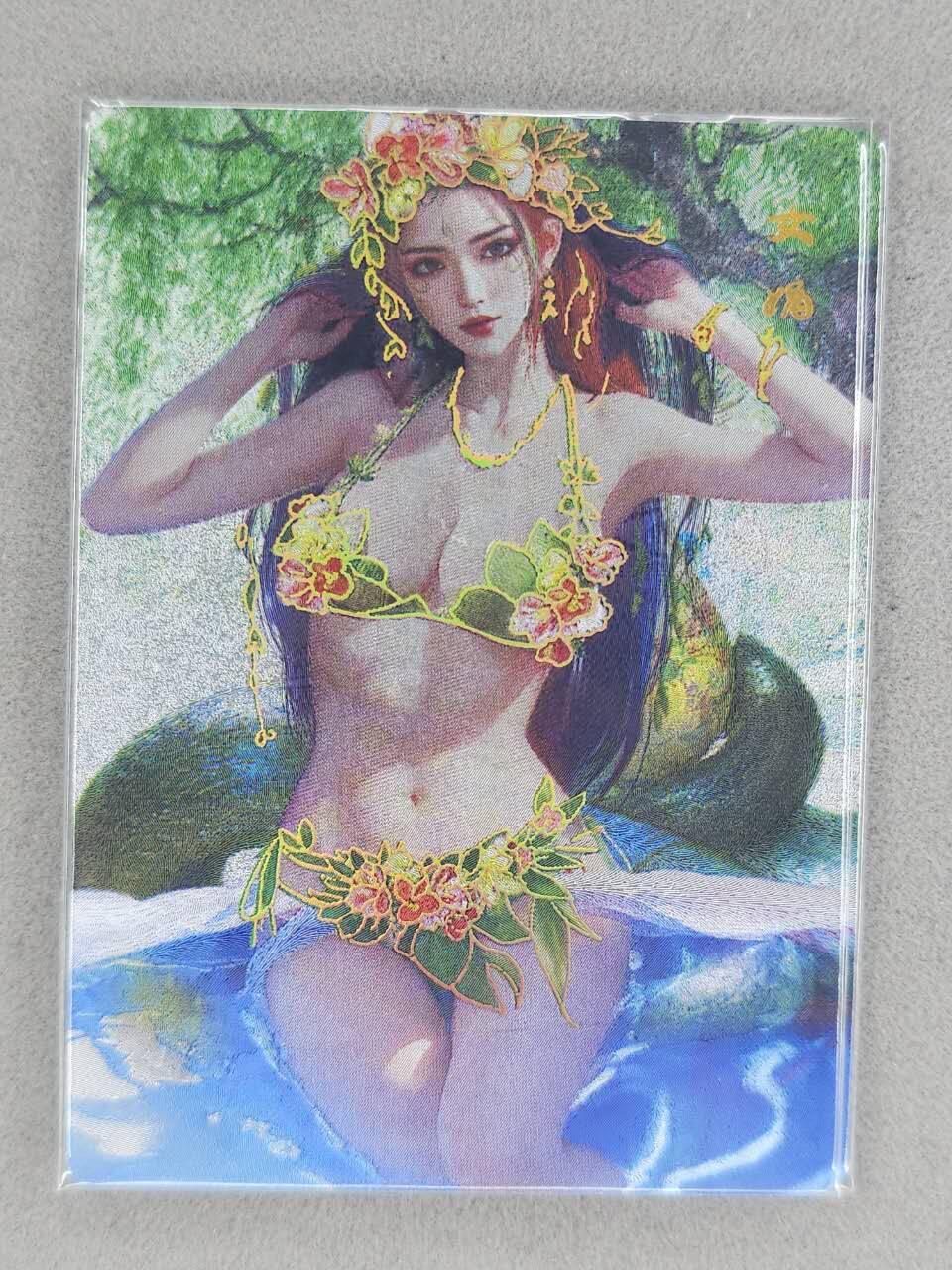 龙虎卡牌-七九场（满200元包邮，无佣金，每周六结拍，欢迎送拍） 冷烫粗闪2张 星宿文创 魅玄鉴 - 女娲 二渐变