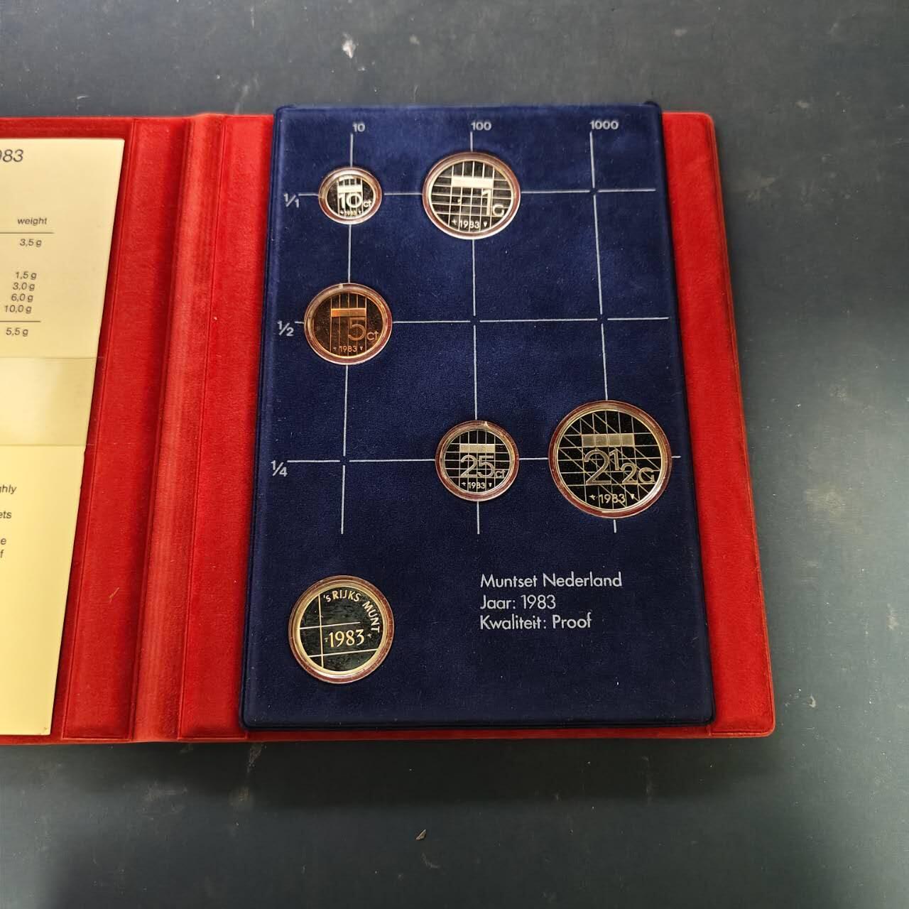 【全场包邮】纯粹捡漏拍513场 【银章】荷兰1983年官方精制套币-盒证全-含造币厂精制银章