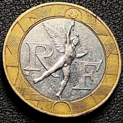 泉币菌-第214场-二月二 龙抬头 专场 拍品多 请提前出价（工作最近较忙 发货不及时，望理解） - 1989年 法国10法郎双色币 天使 小飞人 自由保护神 23mm 入欧前末版币 绝版币 