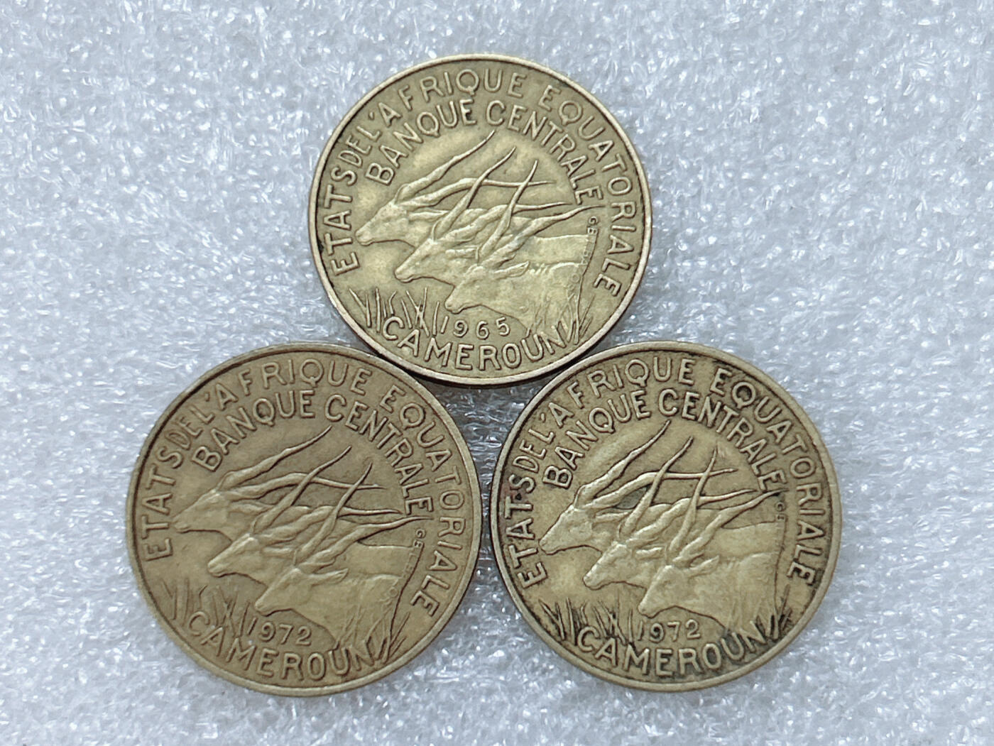 第一海外回流一元起拍收藏 散集专场  第304期 赤道非洲 喀麦隆10法郎铝青铜币 3枚