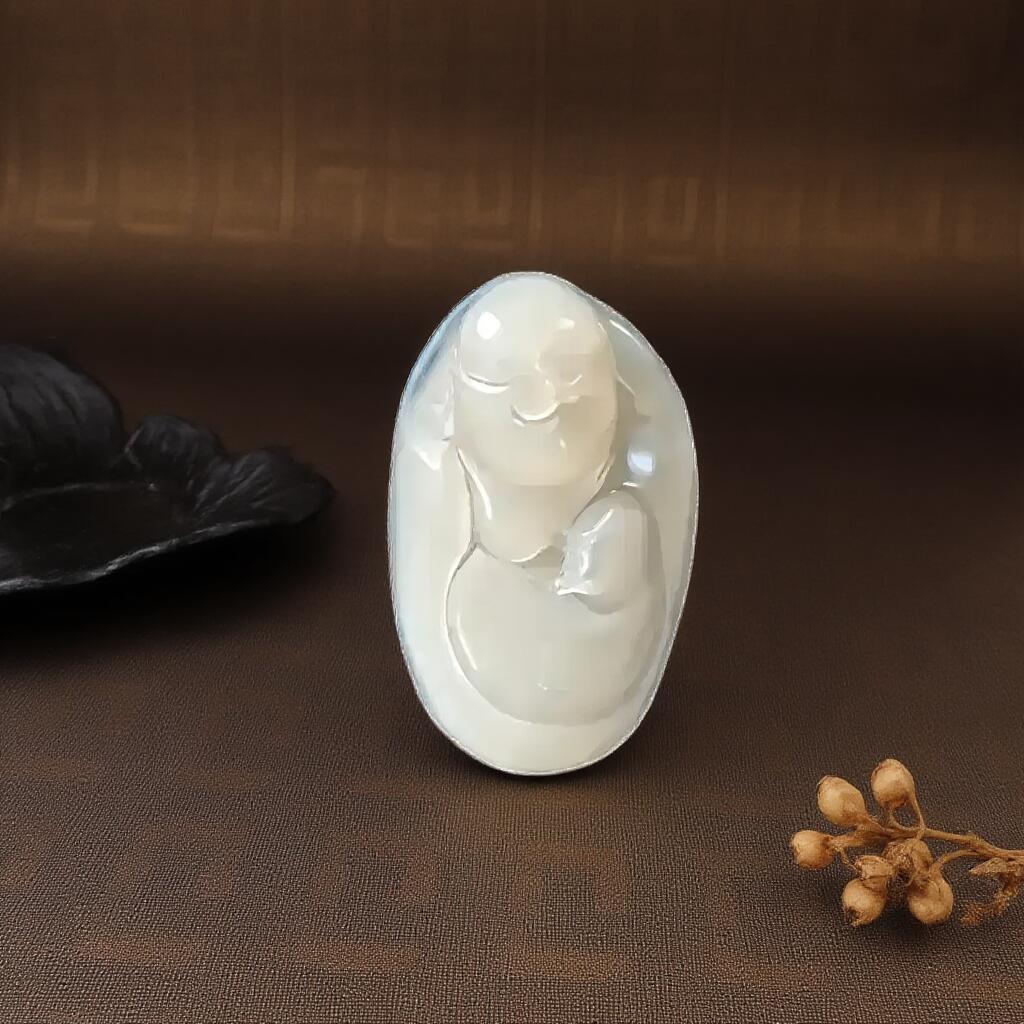 碧月说宝.君子怀瑾·当代和田玉清风专场(四) 和田玉烟紫佛公挂件