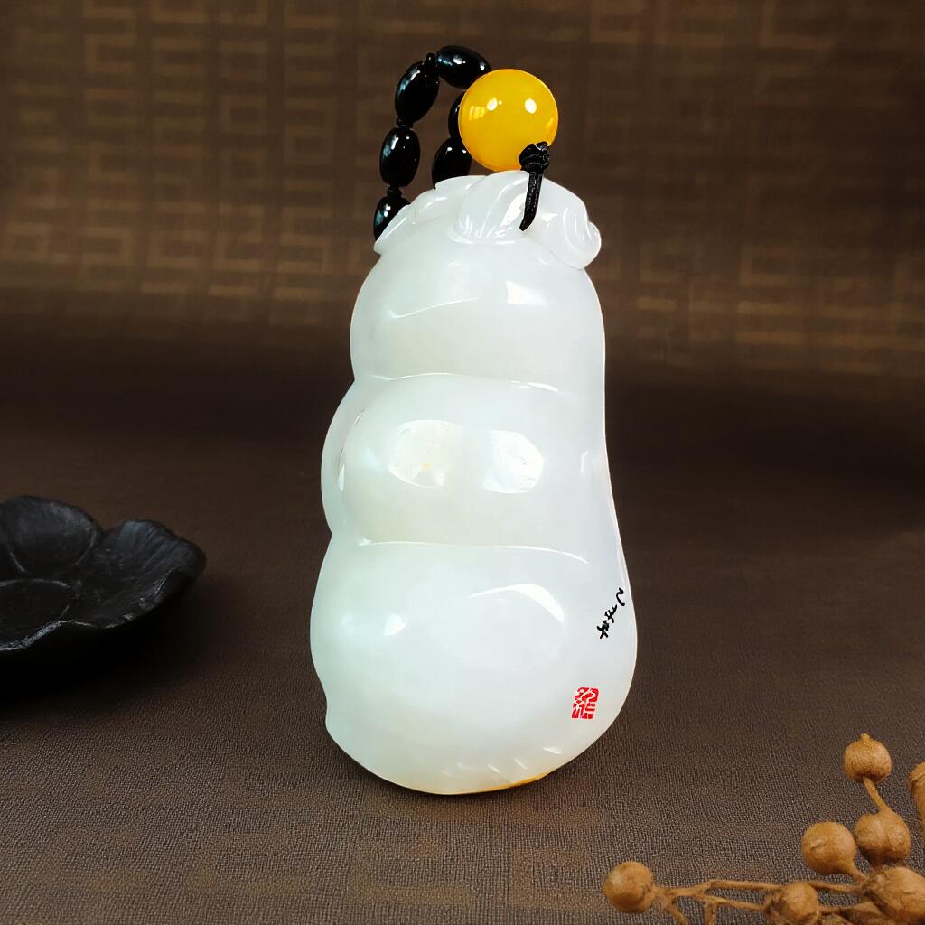 碧月说宝.君子怀瑾·当代和田玉清风专场(四) 和田玉山料连中三元手把件