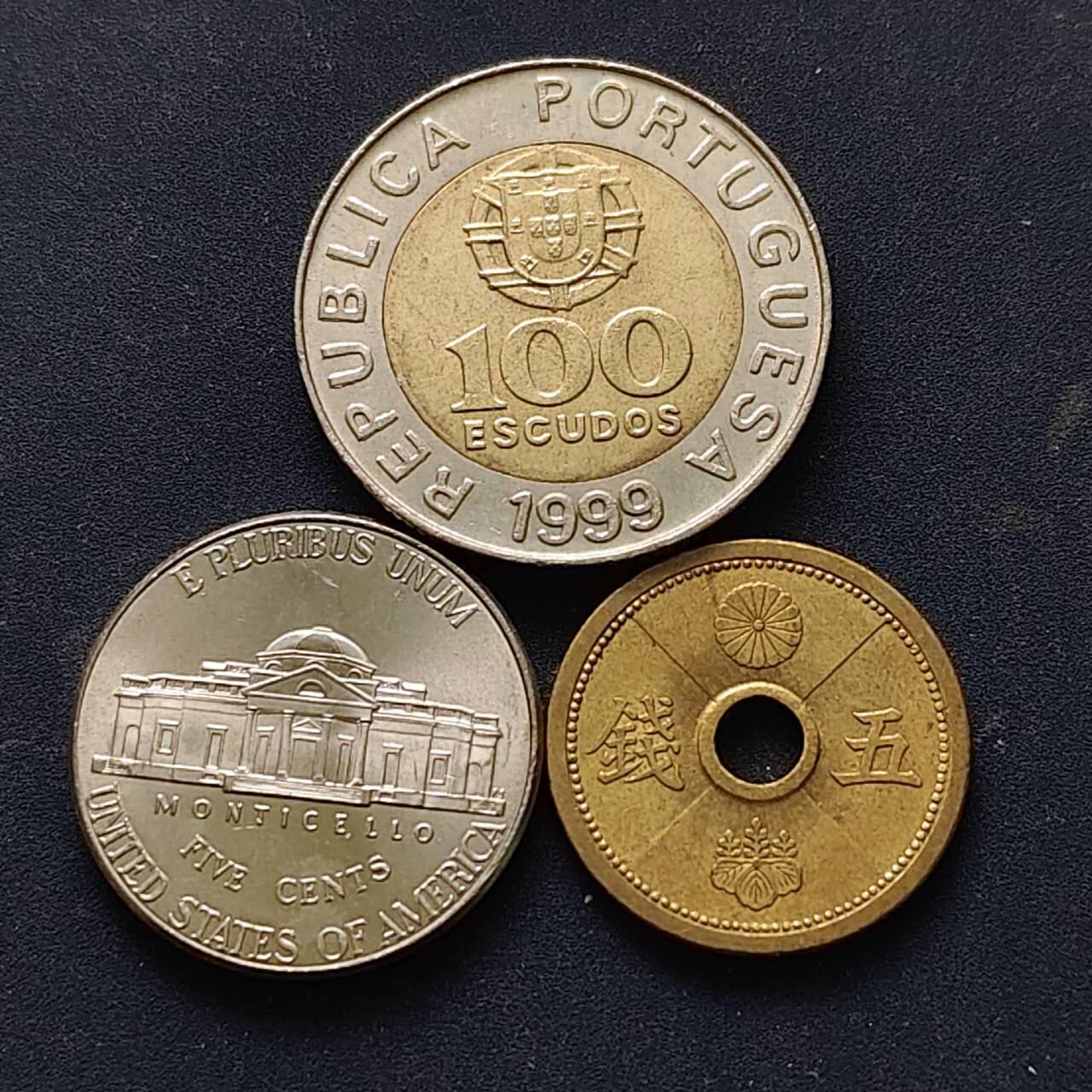 【全场包邮】纯粹捡漏拍512场 世界各国各年份散币3枚-葡萄牙+日本+美国