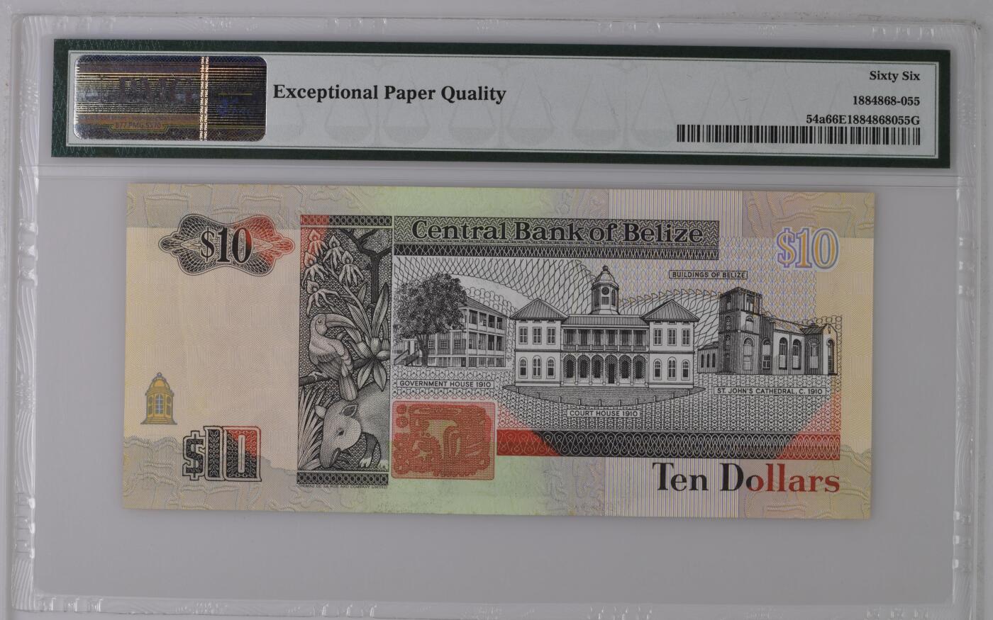 《艾美收藏》第237期-3.22周日外币强钞白金场 伯利兹1990年少见初版AA冠10镑PMG66E Pick#54a初版难得 90年左右女王钞很有味道