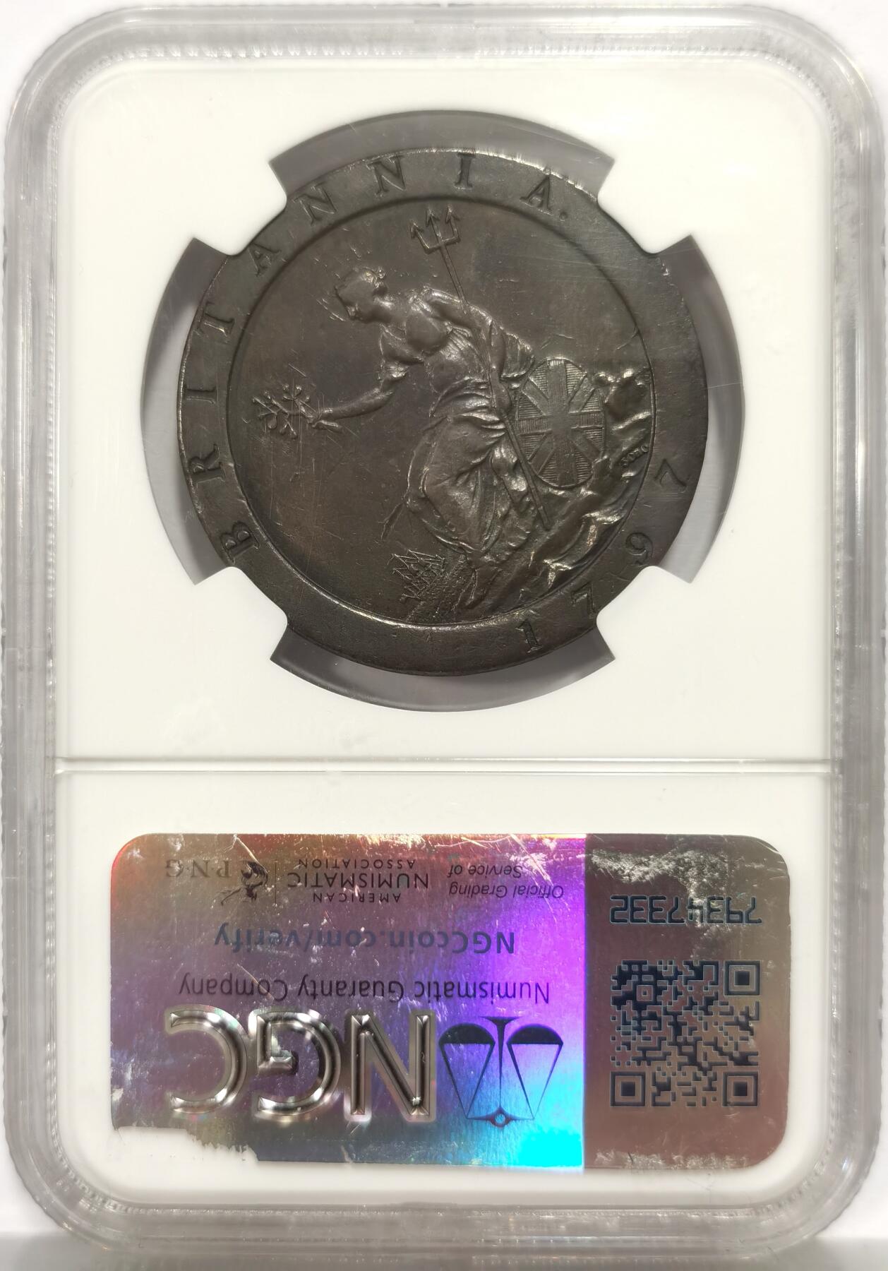 博洋堂世界钱币拍卖第165期（全场包邮） NGC XF 英国1797年乔治三世车轮便士