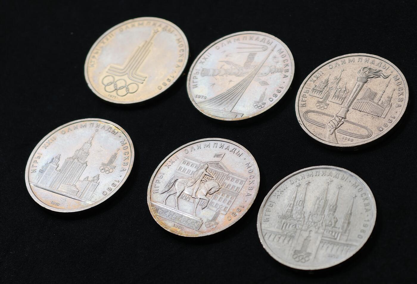 甄臻铺-世界币章拍卖（第55期），3月28日甄品场（直播拍卖）拍品征集中，送拍享返佣金等优惠多多 1980苏联奥运会1卢布纪念币6枚全套 个人集藏 品相极佳