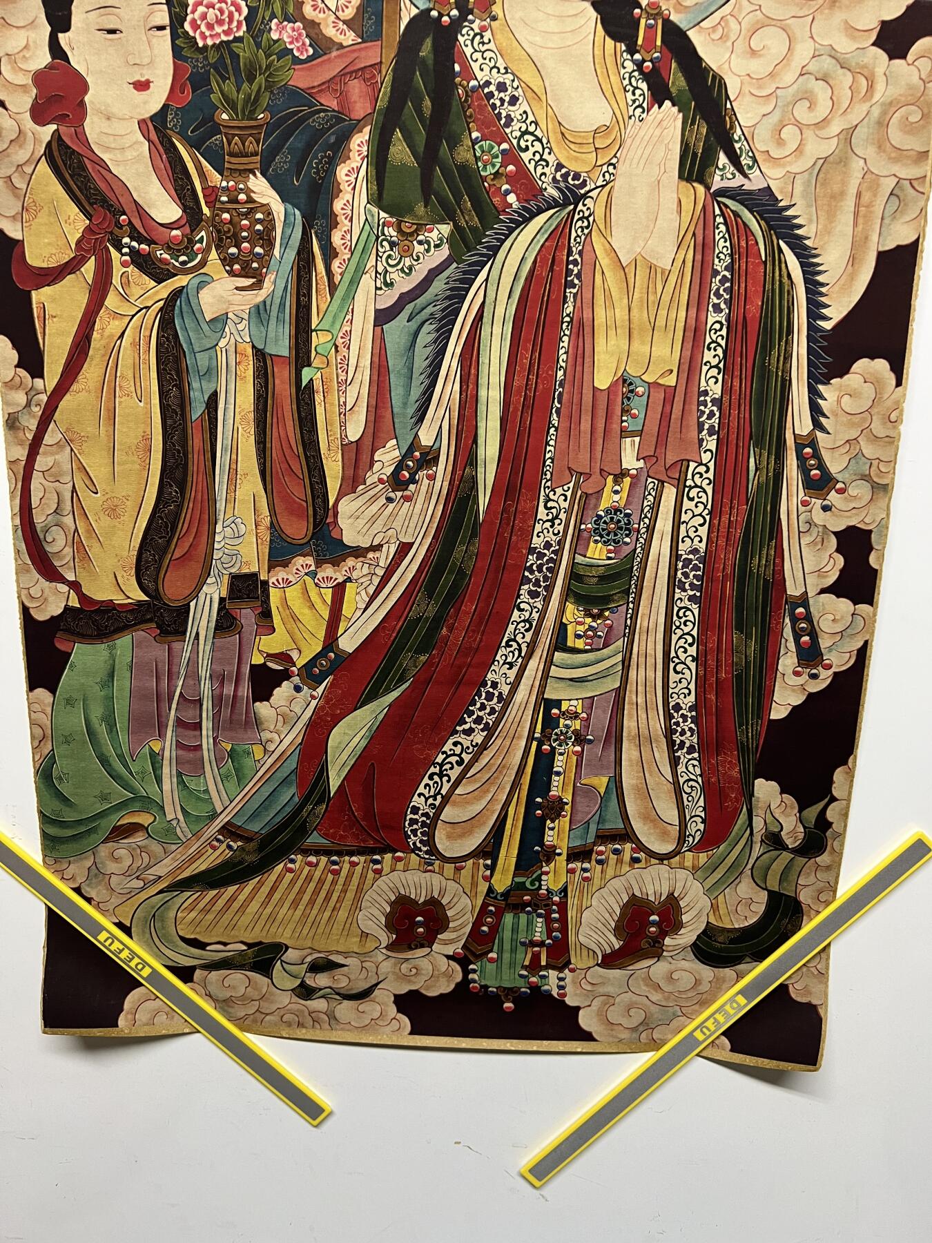 零元拍：唐卡装饰艺术复制画 （非原画）做旧工艺 名稱：王母娘娘 尺寸90✖️45