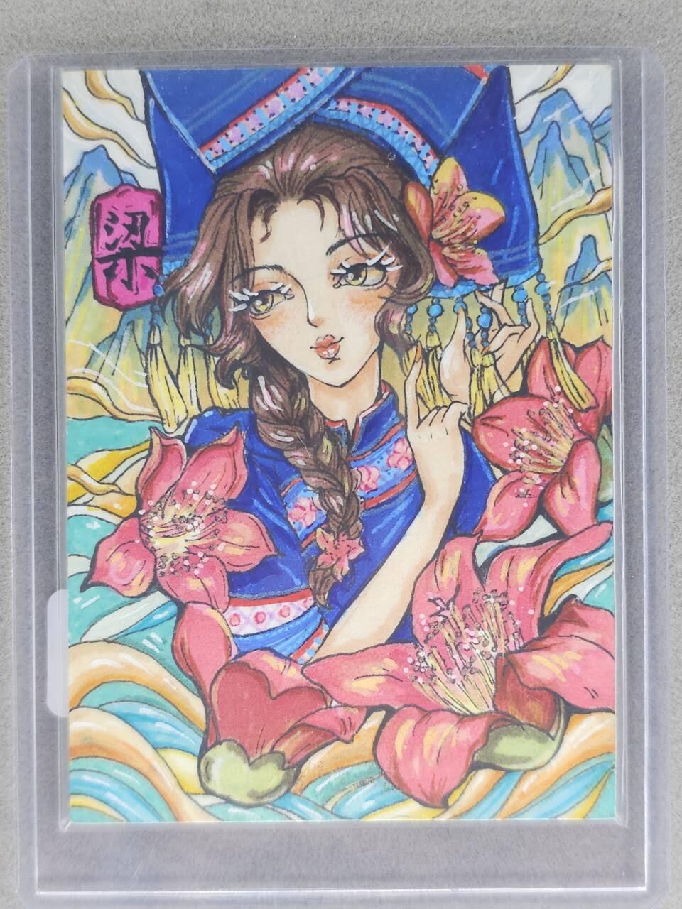 龙虎卡牌-七九场（满200元包邮，无佣金，每周六结拍，欢迎送拍） 手绘卡 美女 画师:Elvy