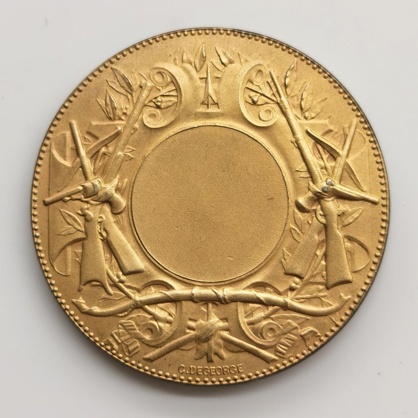 博洋堂世界钱币拍卖第165期（全场包邮） 法国1886年牧马人镀金大银章，40克，章牌大师迪·乔治手笔，丰饶角1Argent边铭，用古典学院派现实主义风格刻画了法国乡村牧马人的日常生活，带原盒