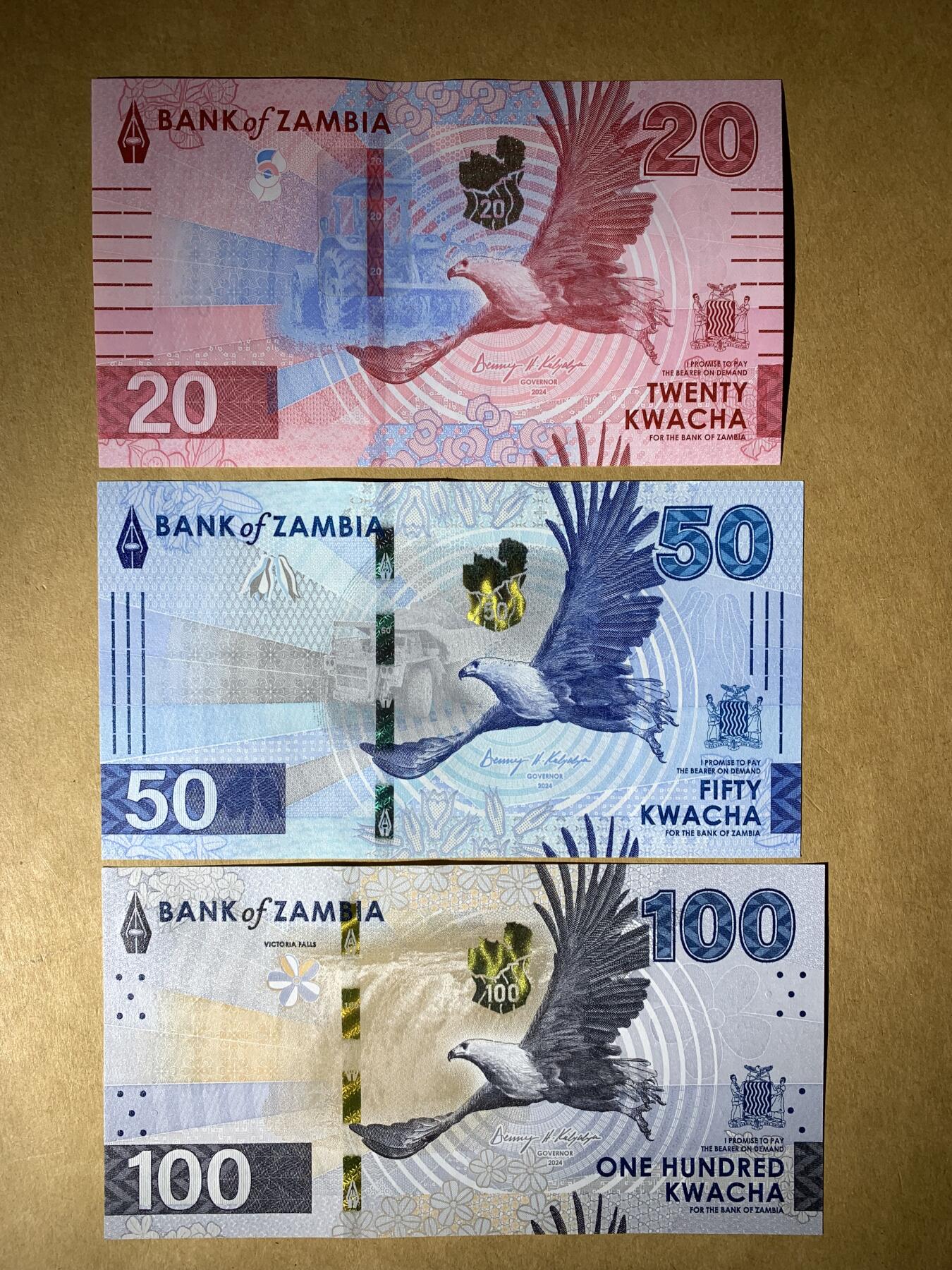 【礼羽收藏】🌏世界钱币拍卖第131期 全新UNC 赞比亚新版3张 含无47号码 100是AA冠