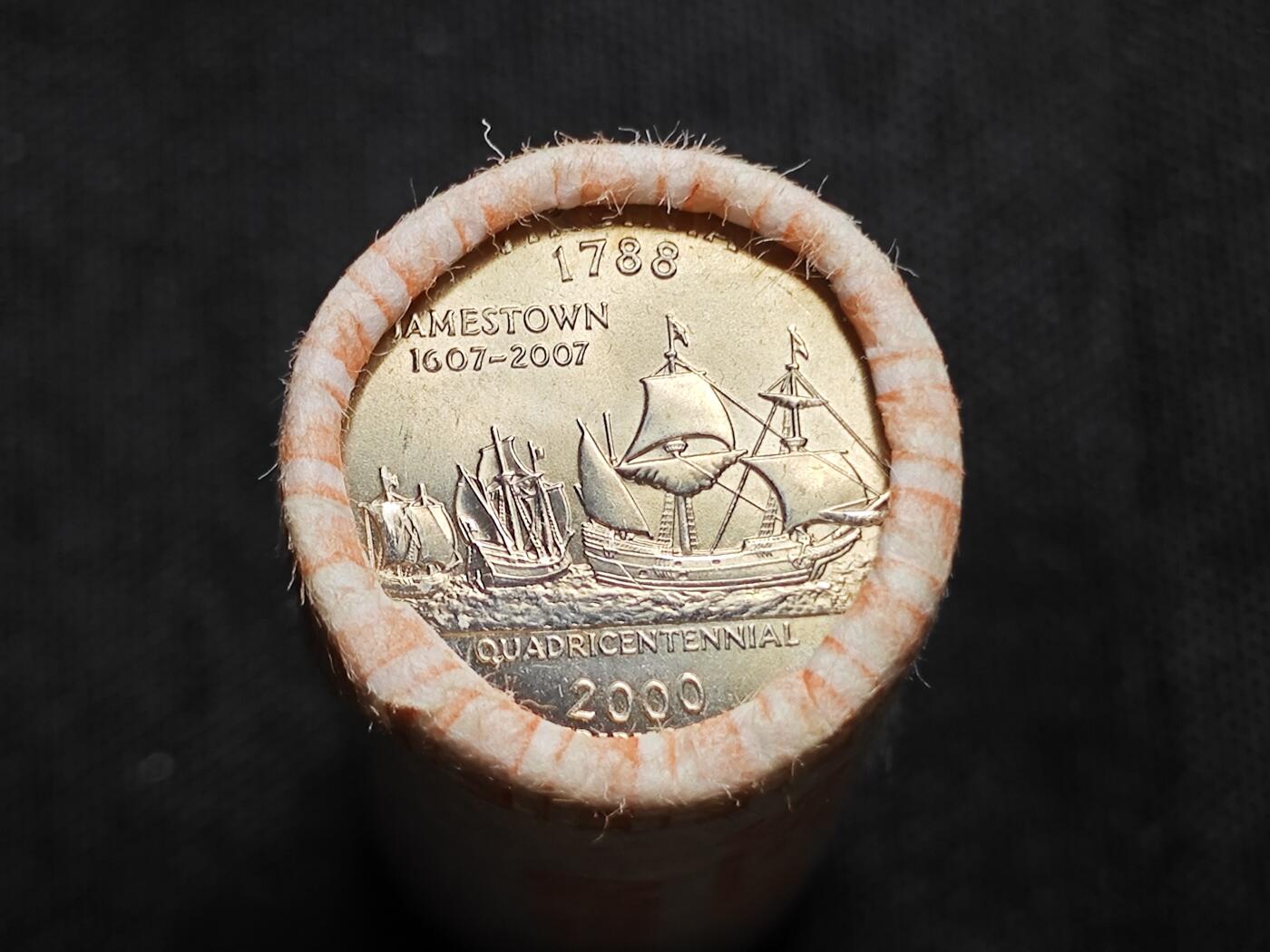 KK钱币收藏小铺   套币专场 2月预留时间 周末发货  2000美国25分洲纪念币 40枚一卷 原卷少见