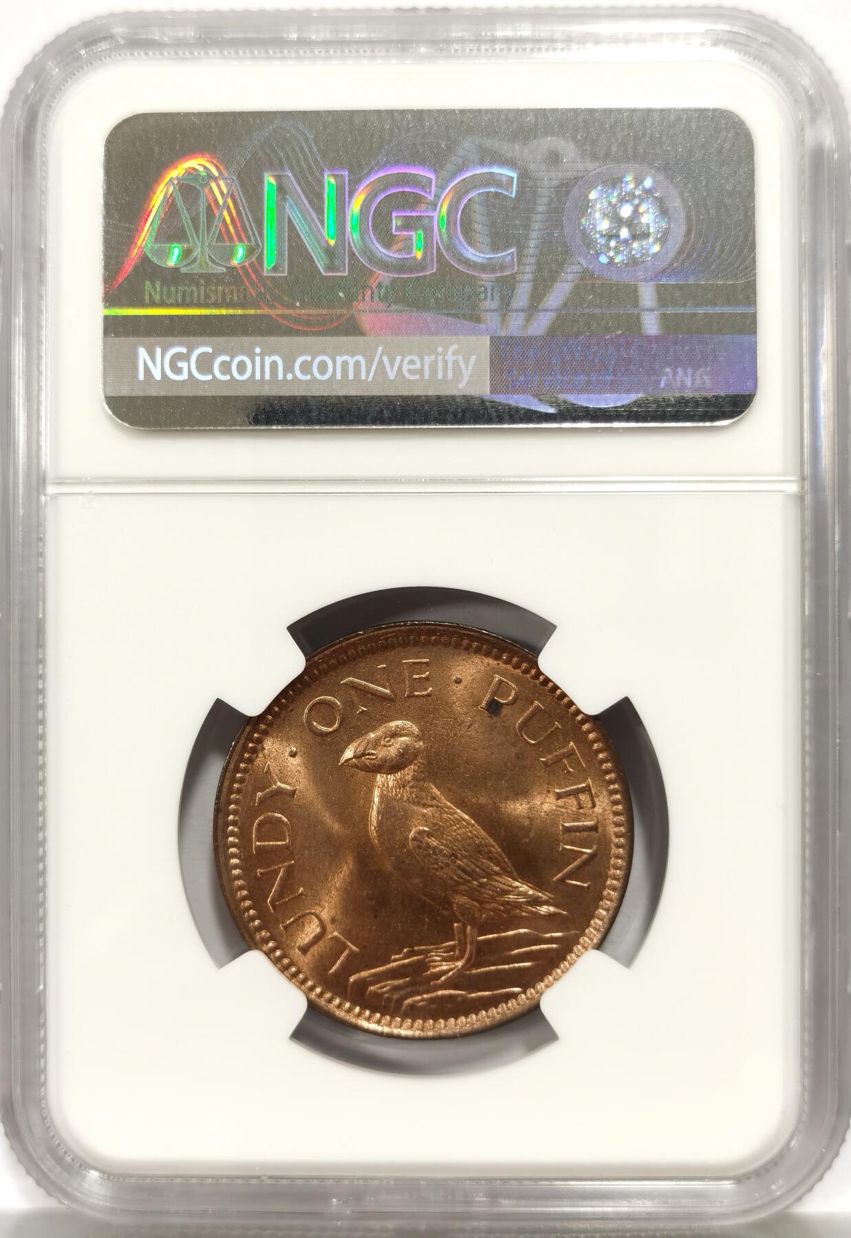博洋堂世界钱币拍卖第165期（全场包邮） NGC MS64RB 伦迪岛1929年1普芬铜币