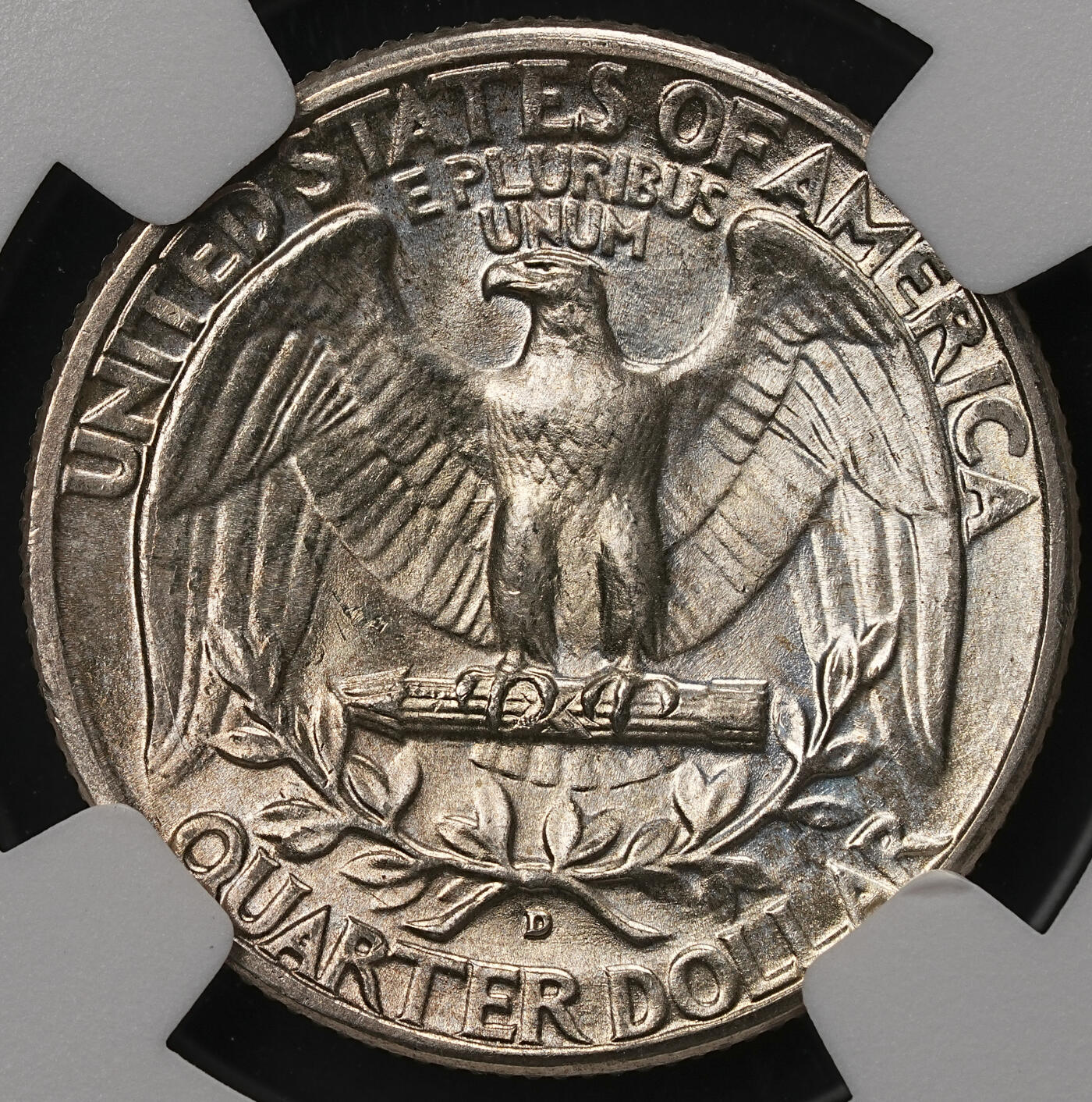 修遠堂世界钱币第108期 NGC MS64 1942年美国25美分银币，D厂铭