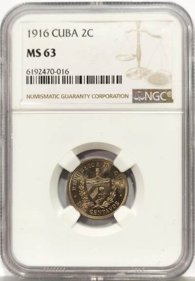 博洋堂世界钱币拍卖第165期（全场包邮） - NGC MS63 古巴1916年2分