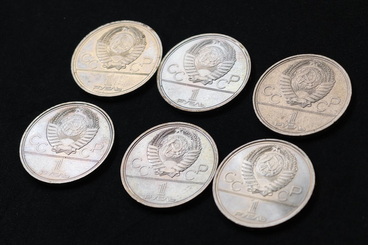 甄臻铺-世界币章拍卖（第55期），3月28日甄品场（直播拍卖）拍品征集中，送拍享返佣金等优惠多多 1980苏联奥运会1卢布纪念币6枚全套 个人集藏 品相极佳