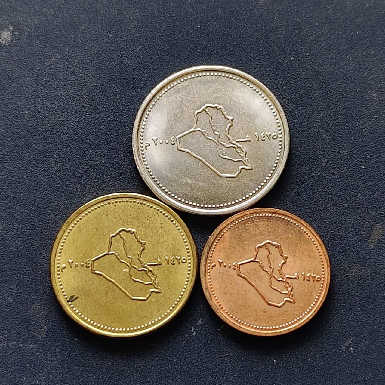 【全场包邮】纯粹捡漏拍512场 伊拉克2004年地图版3枚套币