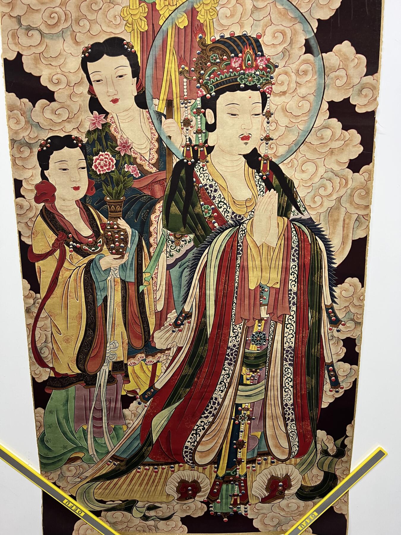 零元拍：唐卡装饰艺术复制画 （非原画）做旧工艺 名稱：王母娘娘 尺寸90✖️45