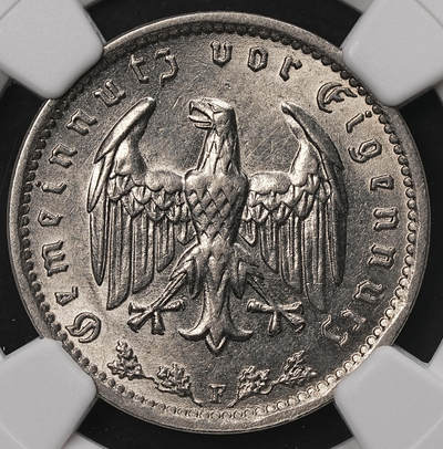 修遠堂世界钱币第108期 - NGC MS64 1933年德国1马克，F厂铭，较少见年份厂铭