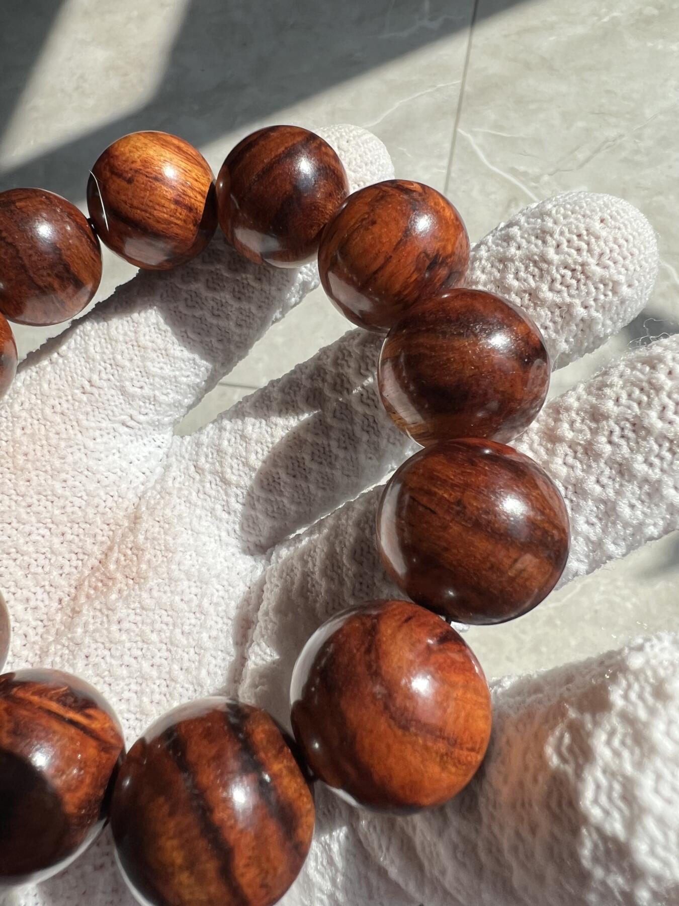 零元拍：虎皮纹海南黄花梨手串2.0