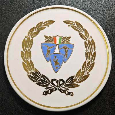 【德藏】世界币章拍卖第168期（拍品征集中~欢迎藏友联系） - 匈牙利霍洛瓦察瓷厂-意大利水上运动主题大尺寸陶瓷纪念章 直径约：85.4mm；重约：73.1g