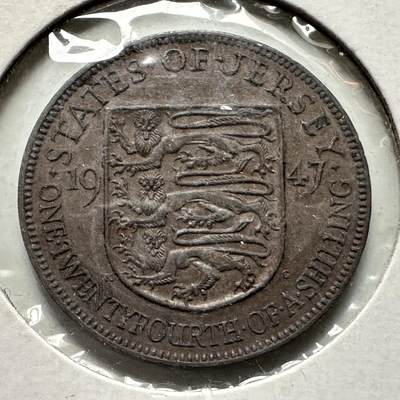 🌹外币初藏🌹🐯2026年第32场   每周二四六晚8️⃣点 接代拍 - 泽西岛1947年1/24先令 铜币