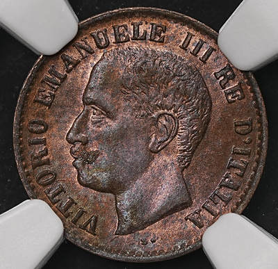 修遠堂世界钱币第108期 - NGC MS65BN 1905年意大利1分铜币