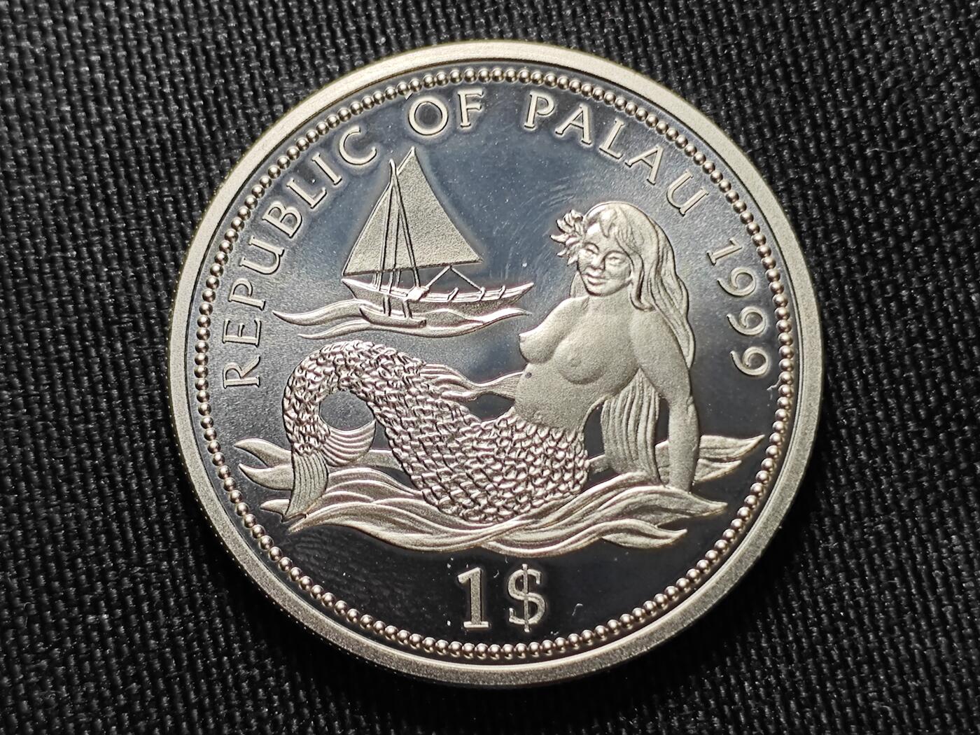 KK钱币收藏小铺   套币专场 2月预留时间 周末发货   1999帕拉1元彩色纪念币 美人鱼