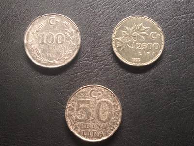 荟藏特别场次第十期——“社长的硬币堆” - 土耳其恶性通胀时期硬币批量三个