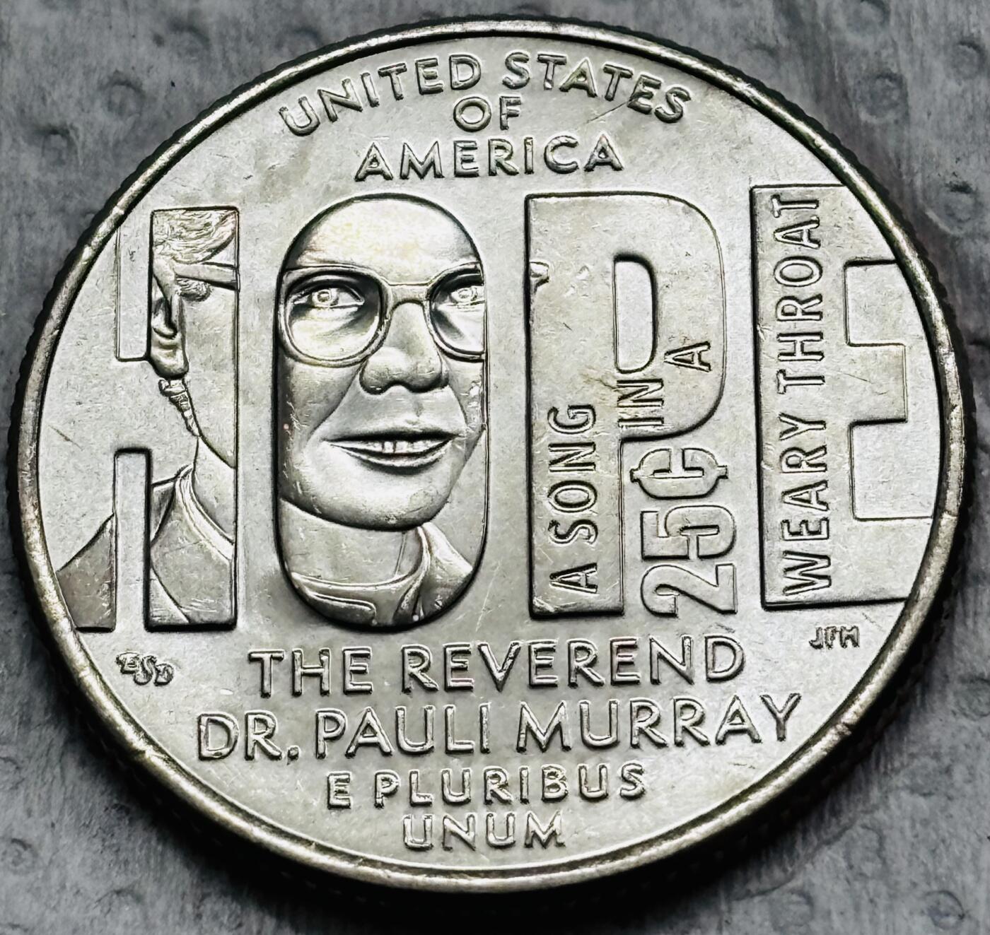 文馨钱币收藏第 297 场，银币，古钱币，铜元场，长期接代拍业务 全新 2024年美国纪念币杰出女性系列第11枚保利默里牧师 P 版