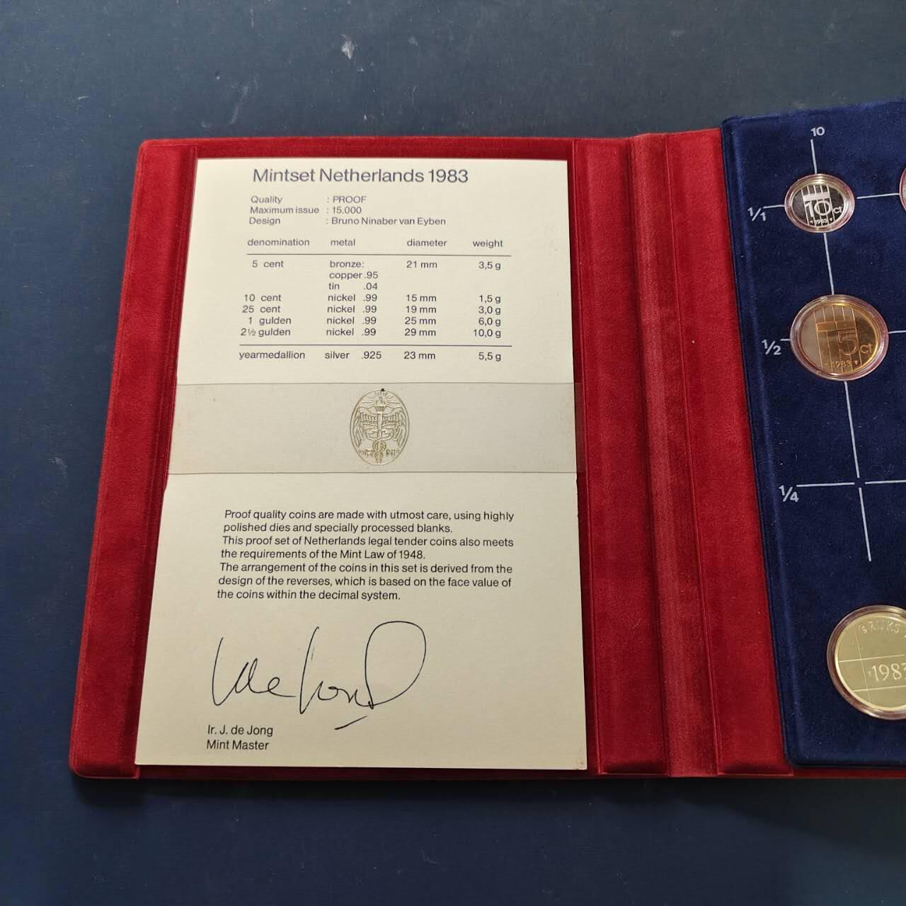 【全场包邮】纯粹捡漏拍513场 【银章】荷兰1983年官方精制套币-盒证全-含造币厂精制银章