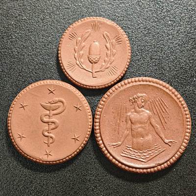 【德藏】世界币章拍卖第168期（拍品征集中~欢迎藏友联系） - 3枚一组 1921年 德国紧急时期巴特魏克斯多夫-劳萨温泉迈森陶瓷币 直径约：22.8mm～30.2mm；重约：2.7g～5.6g