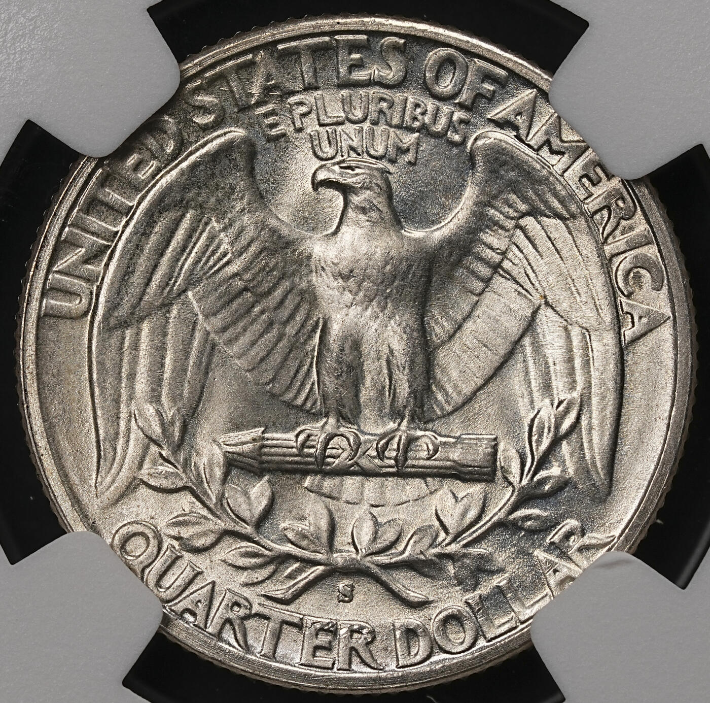 修遠堂世界钱币第108期 NGC MS65 1943年美国25美分银币，S厂铭