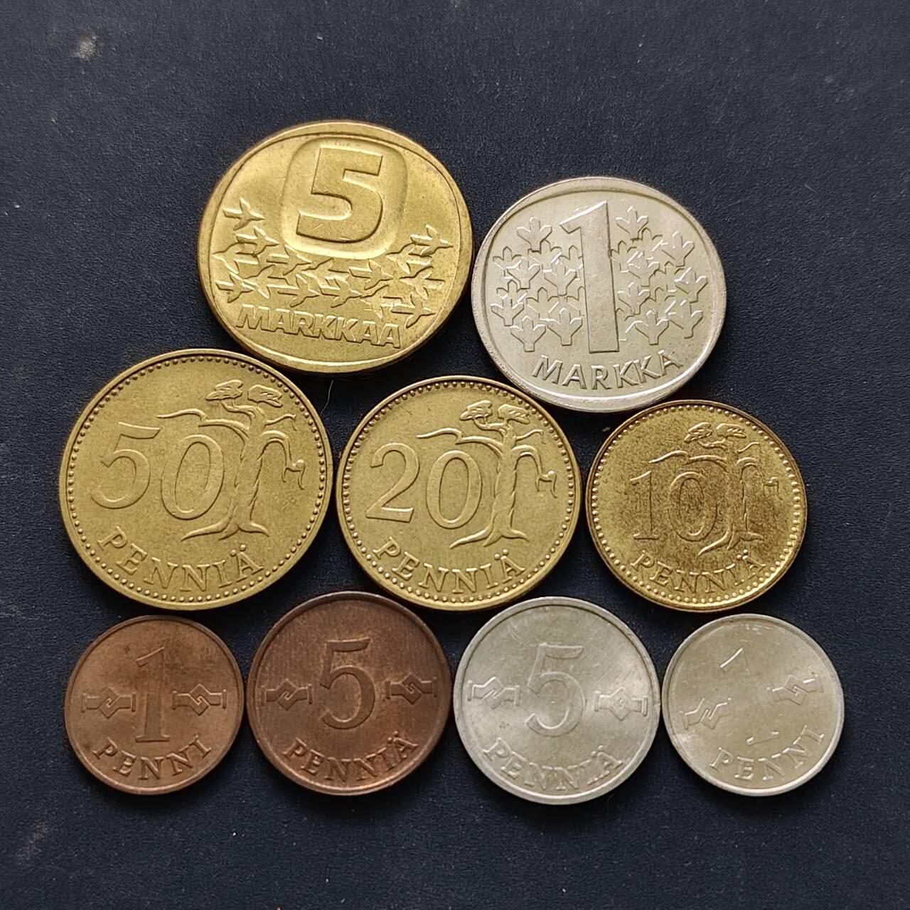 【全场包邮】纯粹捡漏拍512场 芬兰1963-1988年9枚套币