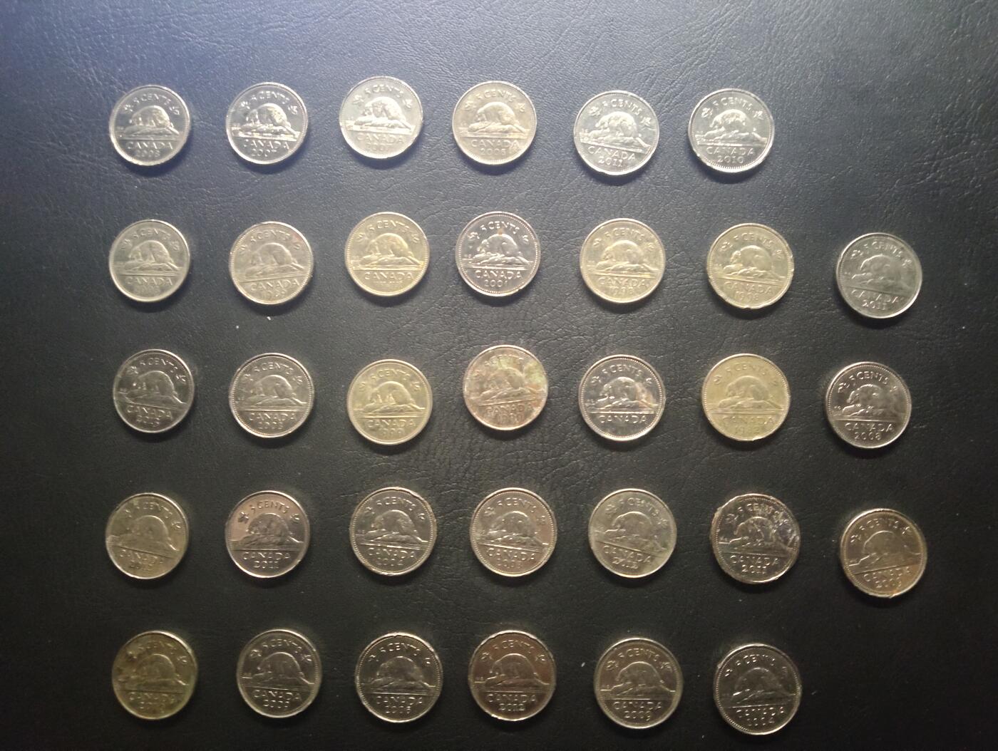 荟藏特别场次第九期——“社长的硬币堆” 加拿大5分批量33个