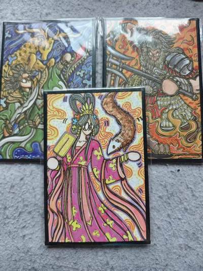 龙虎卡牌-七九场（满200元包邮，无佣金，每周六结拍，欢迎送拍） - A6色纸3张 waiwai - 陆逊&典韦&貂蝉