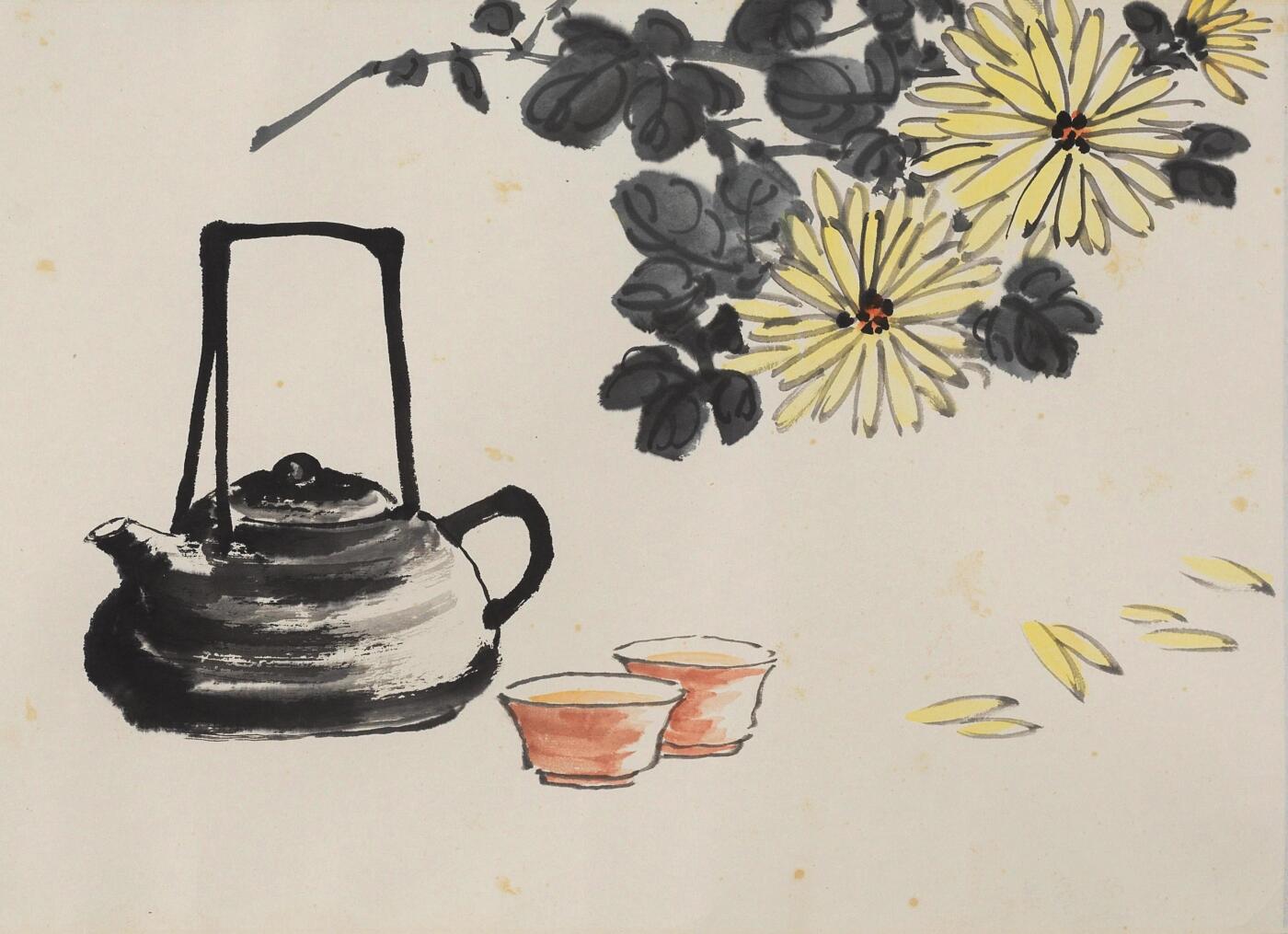 碧月说宝·同一藏家珍藏书画专场 沙曼翁 菊花茶饮