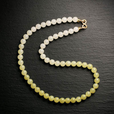 碧月说宝.君子怀瑾·当代和田玉清风专场(三) - 稀缺和田玉黄玉白玉渐变色项链