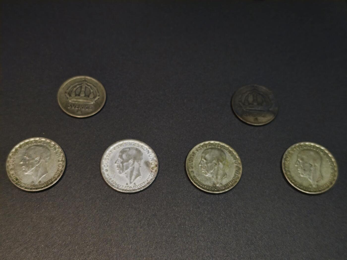 国内外机制币银元拍场 小精品场 6枚瑞典银币，4枚1克朗，2枚50欧尔，总重37克