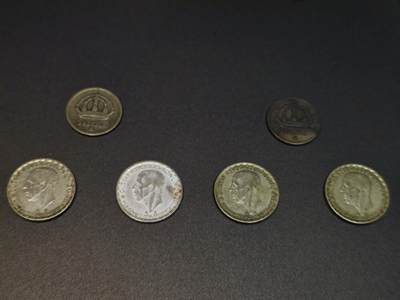 国内外机制币银元拍场 小精品场 - 6枚瑞典银币，4枚1克朗，2枚50欧尔，总重37克