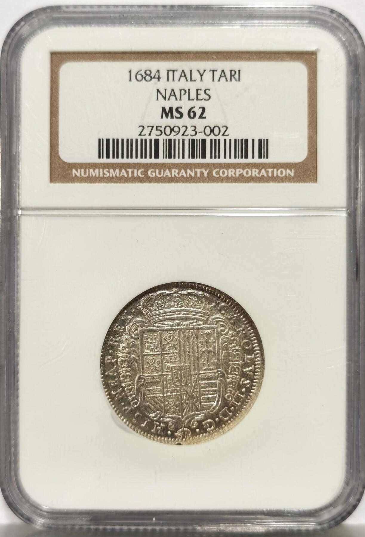 博洋堂世界钱币拍卖第165期（全场包邮） NGC MS62 意大利那不勒斯1684年Tari银币，稀见品种