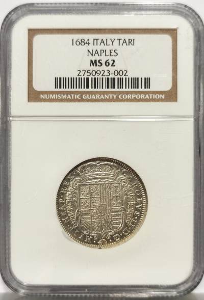 博洋堂世界钱币拍卖第165期（全场包邮） - NGC MS62 意大利那不勒斯1684年Tari银币，稀见品种